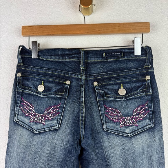 Rock & Republic pink rhinestone Y2K vintage jeans low waist 26 long - Picture 1 of 8